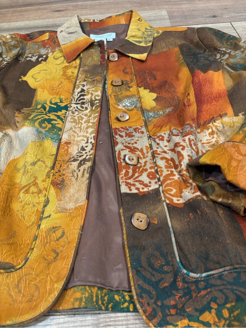 Coldwater Creek Painted Patchwork Jacket in Autumn Hues - Picture 5 of 7